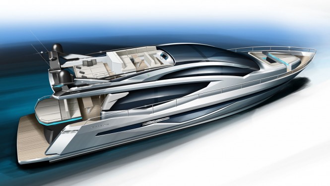 Luxury yacht Galeon 820 Skydeck project