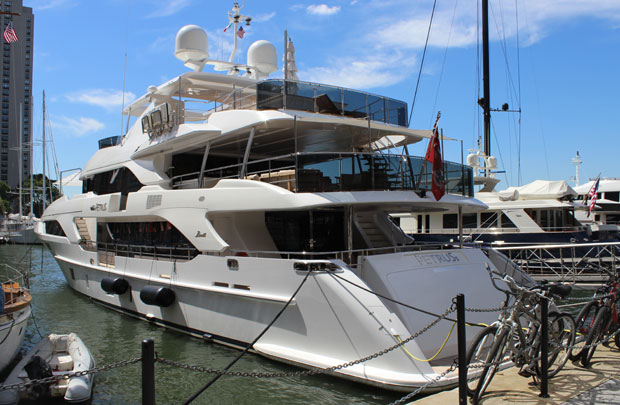 Luxury yacht Petrus at Dennis Conner's North Cove