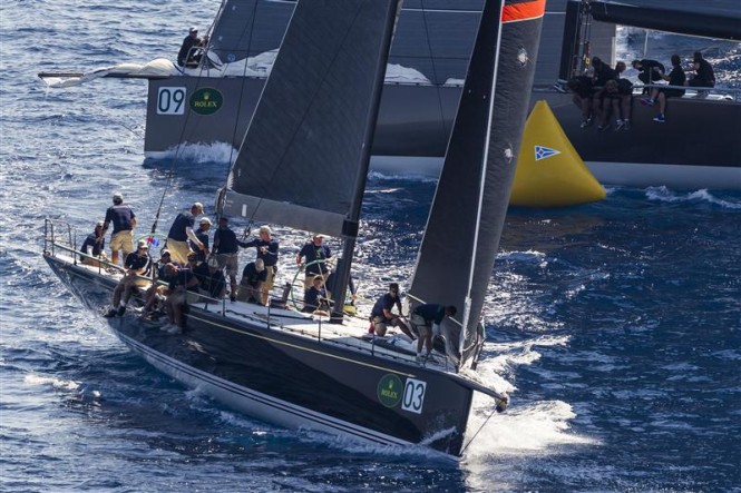Mark rounding - Luxury yachts Bella Mente and Ran 2 - Photo by Rolex Carlo Borlenghi