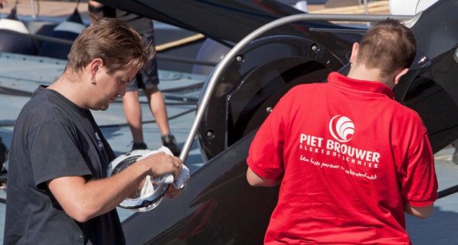 Piet Brouwer working on Ghost Yacht