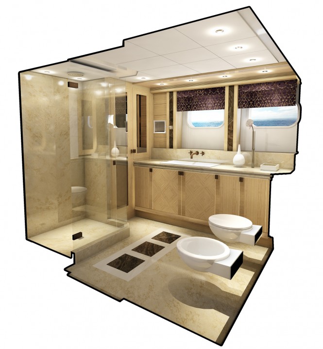 Project Galatea Yacht - Guest bathroom