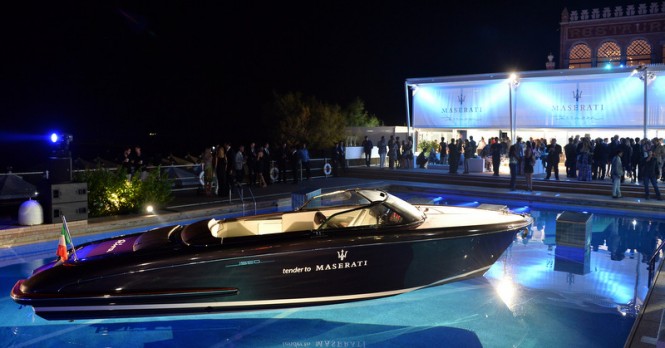 Riva Iseo superyacht tender on display at the Maserati Blue Carpet Night