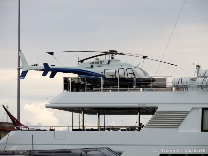 SAMAR Yacht - Helipad and helicopter - Photo by Roberto Malfatti