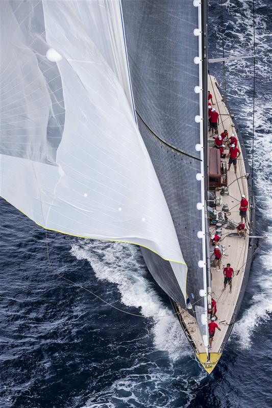 Spinnaker drop on the J Class superyacht Rainbow during the great racing conditions of Day 3