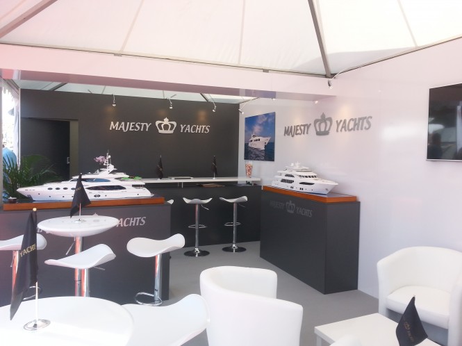Stand of Majesty Yachts - Aurora Yachts in Cannes Stand of Majesty Yachts - Aurora Yachts in Cannes