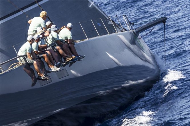 Superyacht Hamilton sails upwind during the Windward-Leeward race