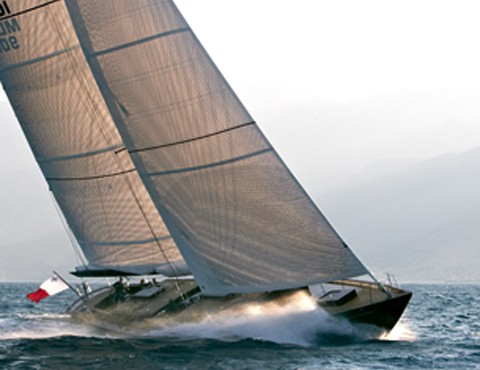 Superyacht Tempus Fugit at full speed