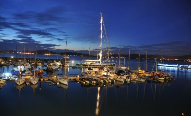 The Royal Langkawi Yacht Club Superyacht Marina by night