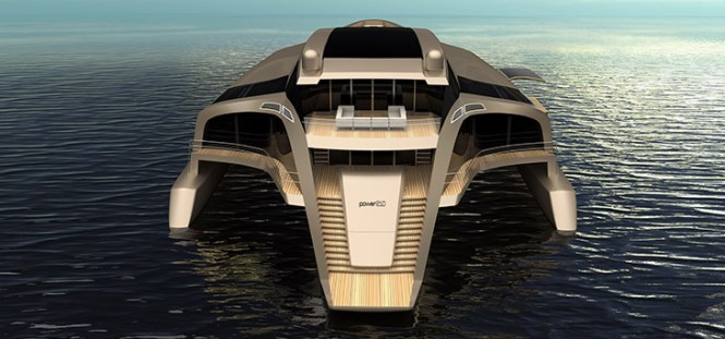 Trimaran 210 superyacht concept - aft view