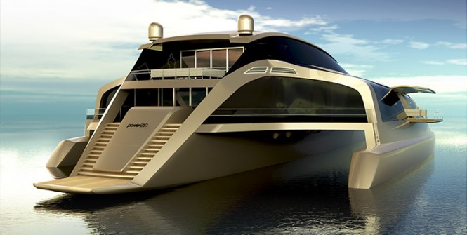 Trimaran 210 yacht concept - aft view