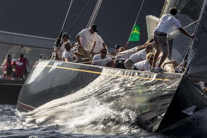 Velsheda superyacht's bow reflections