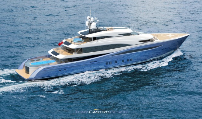 65m Tony Castro Superyacht Project - aft view