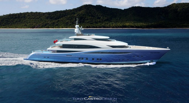 65m Tony Castro luxury yacht project - side view