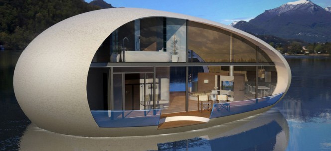 Floating Lodge Yacht Concept by Henry Ward Design - Front View