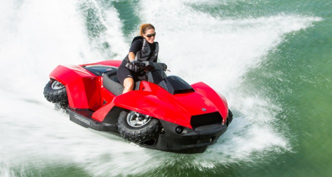 Gibbs Sports Amphibians superyacht toy QUADSKI on the water