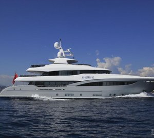 Recently delivered 40m Hakvoort motor yacht APOSTROPHE displayed at Monaco Yacht Show