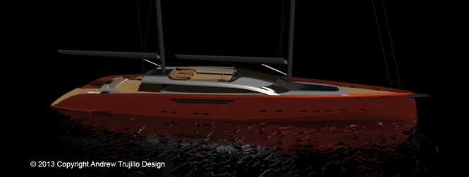 65m motor-sailer yacht Serendipity concept by Andrew Trujillo