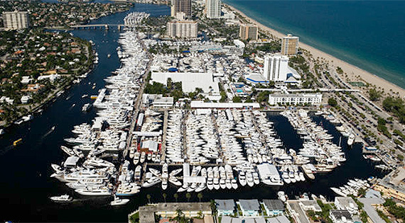 Aerial view of Fort Lauderdale International Boat Show to be attended by Oceanco