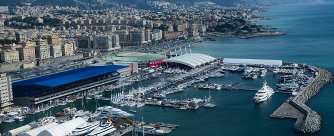 Aerial view of the 2013 Genoa Boat Show