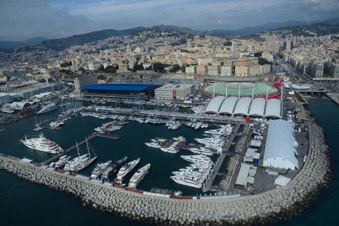 Aerial view of the 53rd Genoa Boat Show