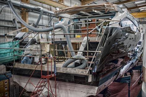 Doors frames have been fixed in the saloon, and all glazing added to the lower deck