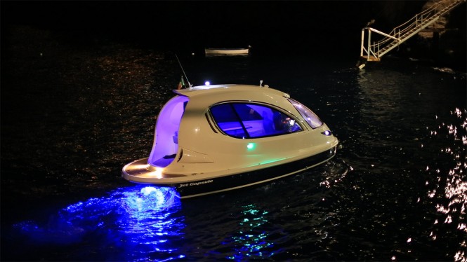 Jet Capsule superyacht tender by night
