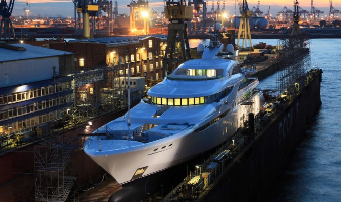 Launch of the 82m superyacht Project GRACEFUL at Blohm + Voss