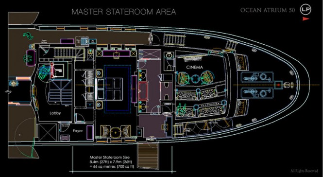 Luxury yacht Ocean Atrium concept - Master Stateroom Area