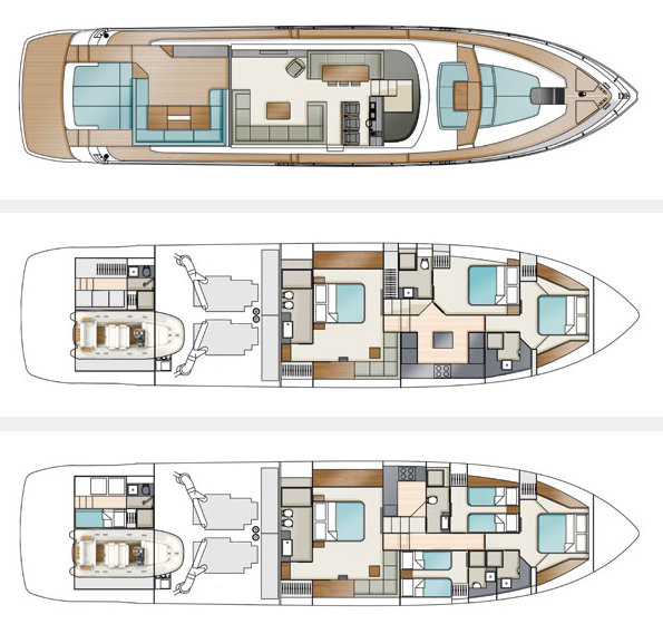 Luxury yacht Targa 75GT - Layout