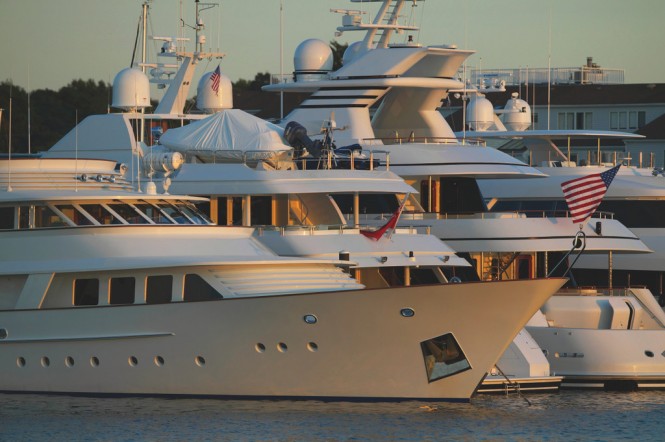 Luxury yachts on display at the 2013 Newport Charter Yacht Show - Photo credit to Billy Black
