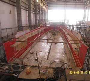 Photos of new 133-foot motor yacht Noblestar Terrazza 133 under construction at IAG Yachts