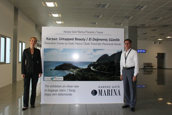 Owner’s Representative of Karpaz Gate Marina Liza Singer, with General Manager of T&T Airport Serhat Özçelik at Ercan Airport Owner’s Representative of Karpaz Gate Marina Liza Singer, with General Manager of T&T Airport Serhat Özçelik at Ercan Airport
