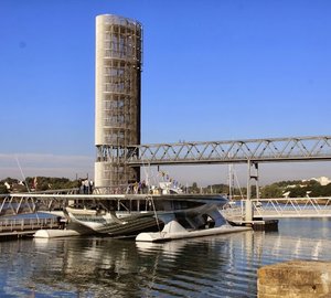 PlanetSolar open to the public at the Cité de la Voile Eric Tabarly in Lorient, France
