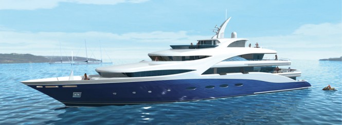 Rendering of the 71m superyacht Baltika (Project A1331) by Sevmash