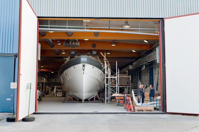 Rupert 80 superyacht in her shed at Rupert Marine