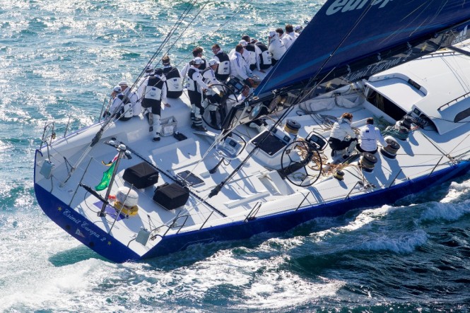 Sailing yacht Esimit Europa 2 at the 2013 Rolex Fastnet Race