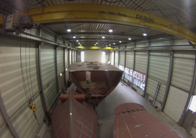 Sailing yacht Wolfhound under construction at Graafship