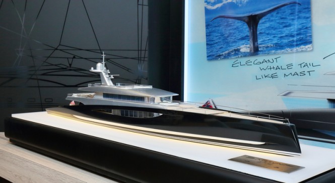 Scale model of the new 80m motor yacht DART concept by Royal Huisman and Andrew Winch
