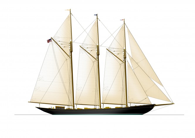 Schooner Wolfhound originally designed by John Alden
