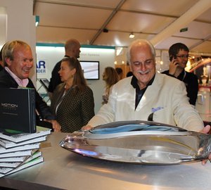 Sale of Tim Heywood-designed superyacht sculpture just days after its signing on Yachting Pages stand at MYS