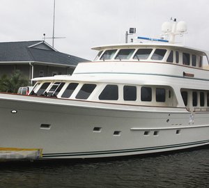 Full repaint for 80' Offshore motor yacht LIBERT-Y at Jarrett Bay
