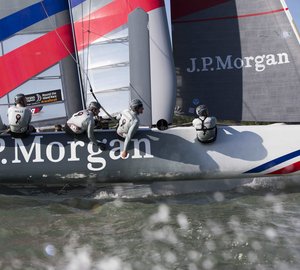 Sir Ben Ainslie and his AC45 catamaran at upcoming London Boat Show