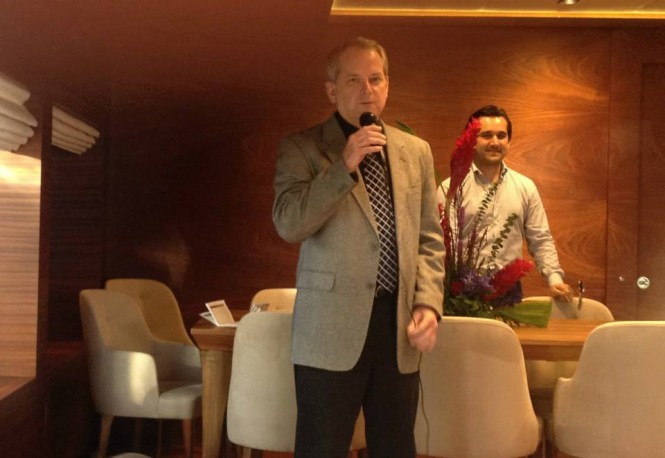 Gary Smith, U.S. Distributor for Vicem Yachts aboard Moni superyacht Gary Smith, U.S. Distributor for Vicem Yachts aboard Moni superyacht