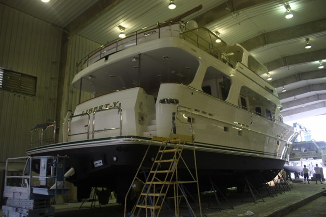 Luxury motor yacht Liberty at Jarrett Bay