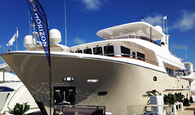 Luxury yachts by Horizon on display at FLIBS 2013