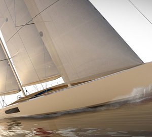 Model of new 44m sailing yacht concept revealed by Persak & Wurmfeld and Derecktor at FLIBS