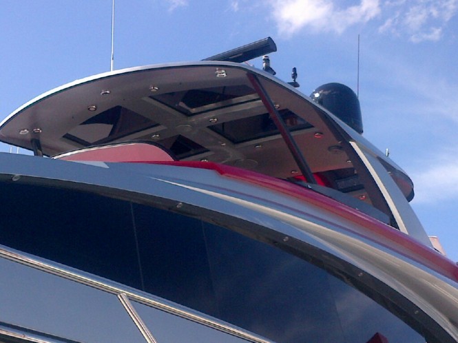 Recently launched superyacht Lazzara project with toughened skylight hardtop by Glasshape