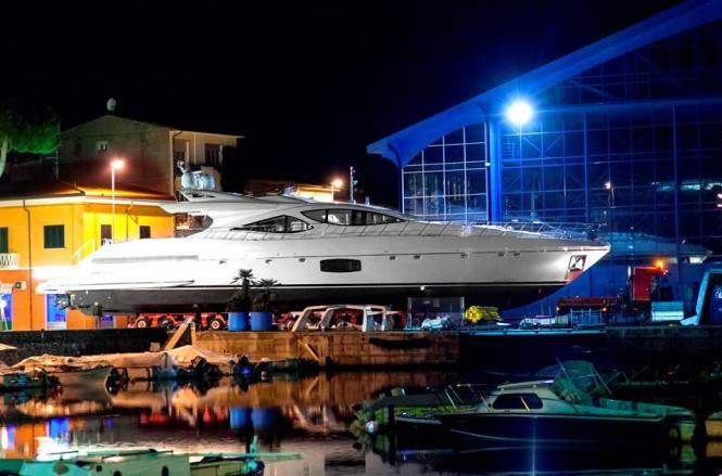 Superyacht Mangusta 110 at launch