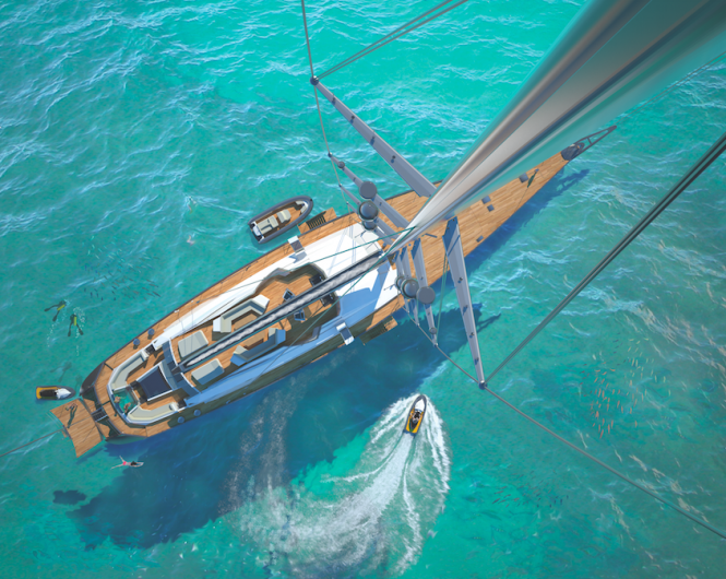 TROY Yacht from above - Image credit to Esenyacht - Tim Saunders Yacht Design