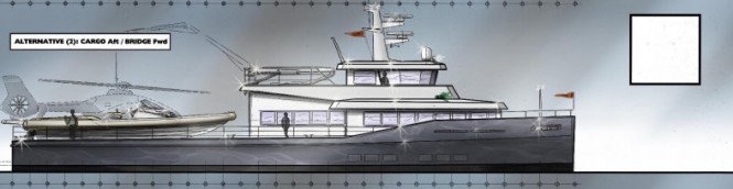 Alternative 2: Typical shadow vessel style with a large aft deck